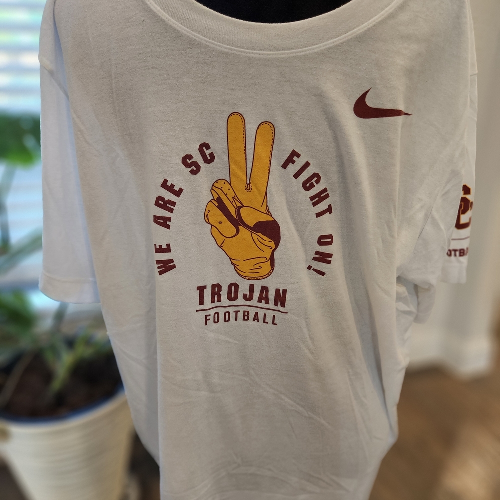 Men's Nike White Trojan Football T-Shirt